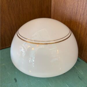 Vintage glass shade white with gold stripes mushroom dome shape replacement
